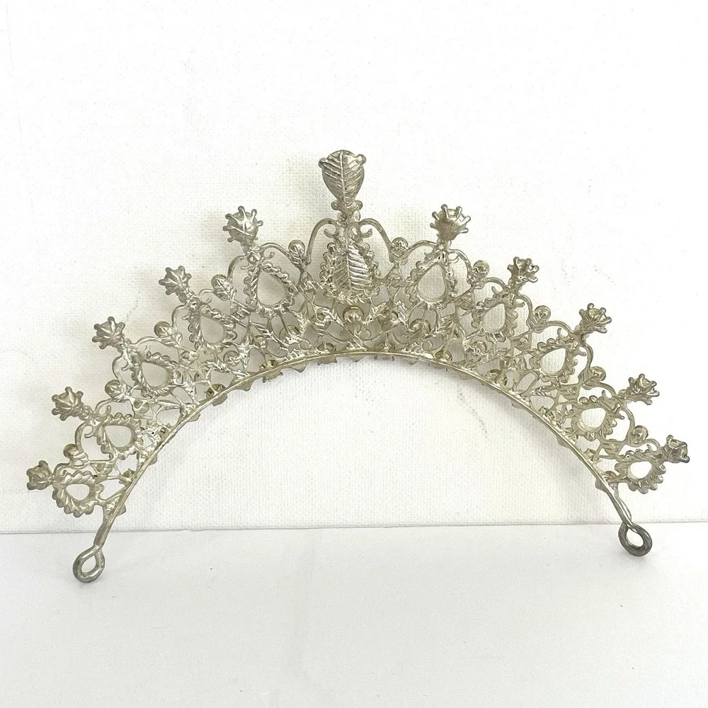 Wedding Tiara Quinceañera Crown Rhinestones Silver Princess Queens